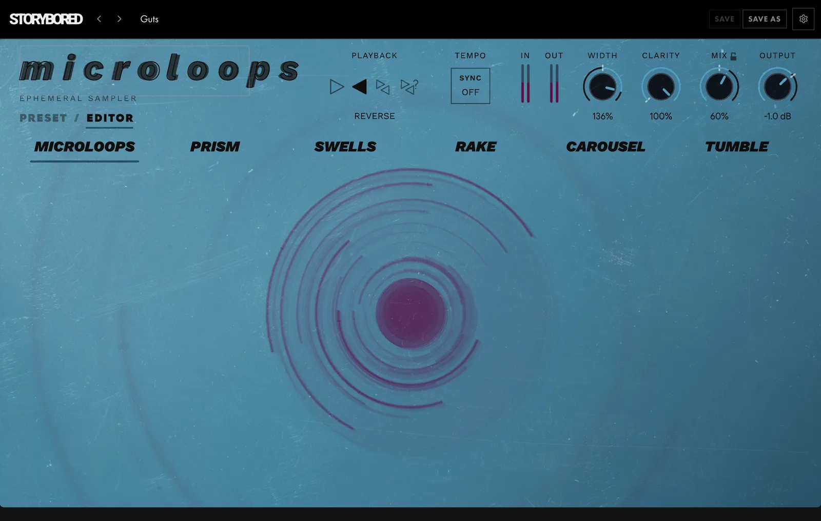the microloops visualizer: rings of loops drawn from the sound coming in
